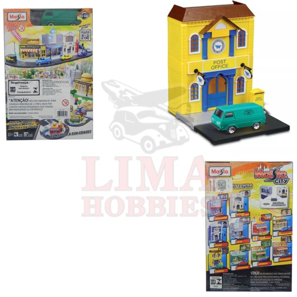 Encontraproduto.com.br - Playset Correios Com Miniatura Ford Ecoline 1/64 Verde Maisto 12387