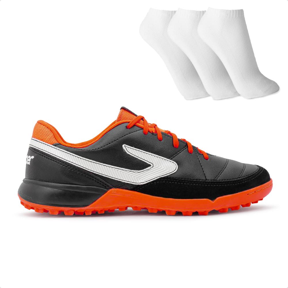 Chuteira Society Topper Titanium Unissex 3 Pares de Meias Preto