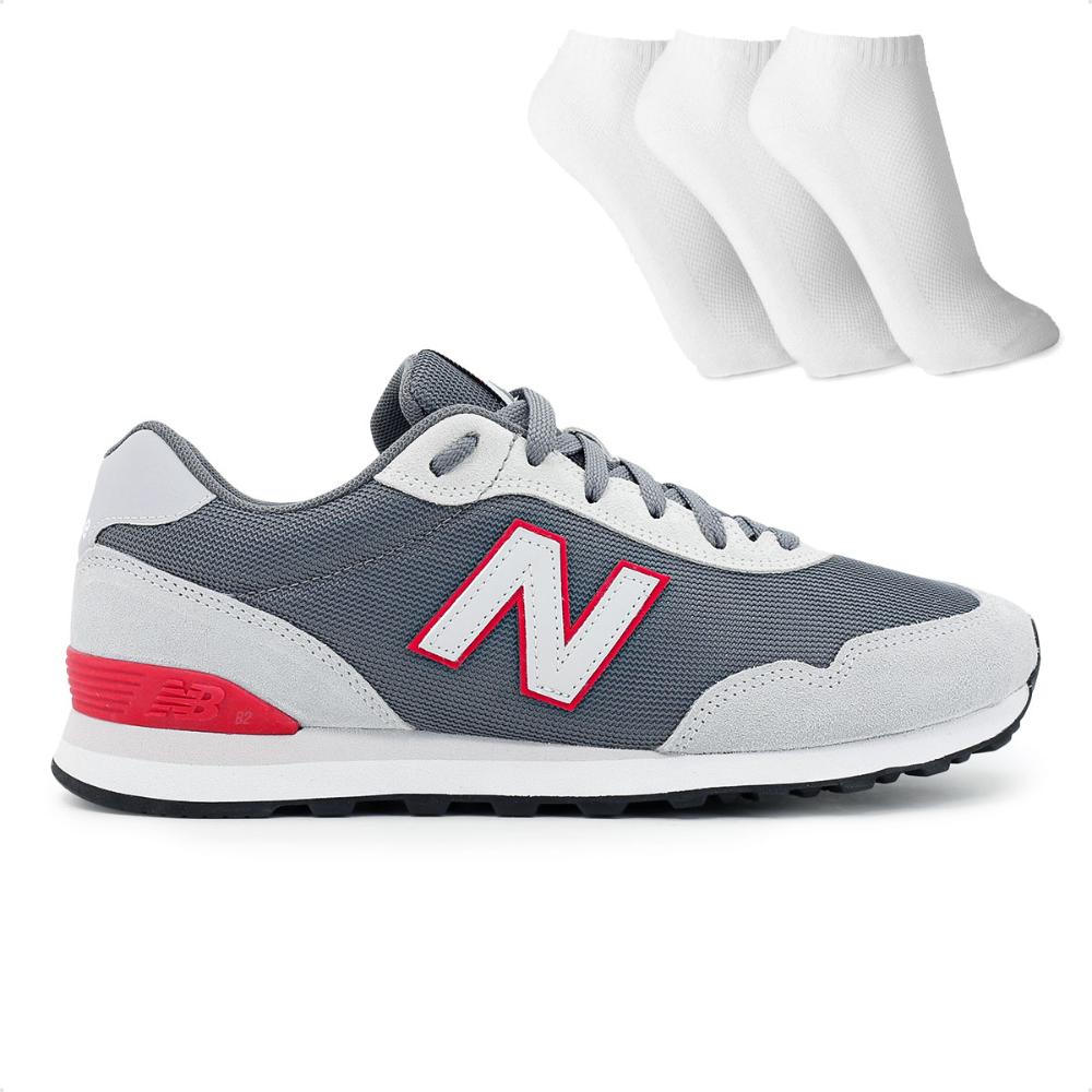 Tênis New Balance 515 V2 Masculino + 3 Pares de Meias Cinza