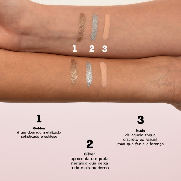 Encontraproduto.com.br - Kit Lápis para Olhos Bege + Lip Oil Rosa + Blush Líquido Coral 4you (3 Produtos)