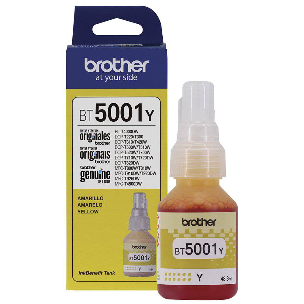 Encontraproduto.com.br - Garrafa de tinta original Brother para InkTank BT5001Y Amarelo 48,8ml