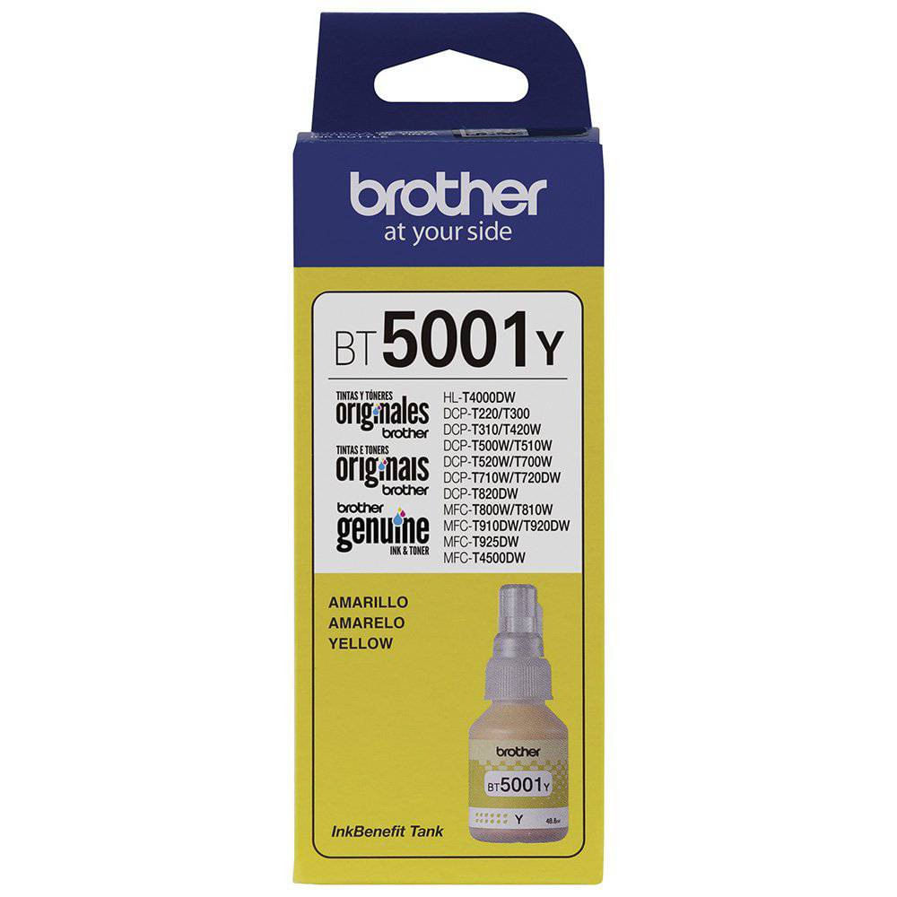 Encontraproduto.com.br - Garrafa de tinta original Brother para InkTank BT5001Y Amarelo 48,8ml