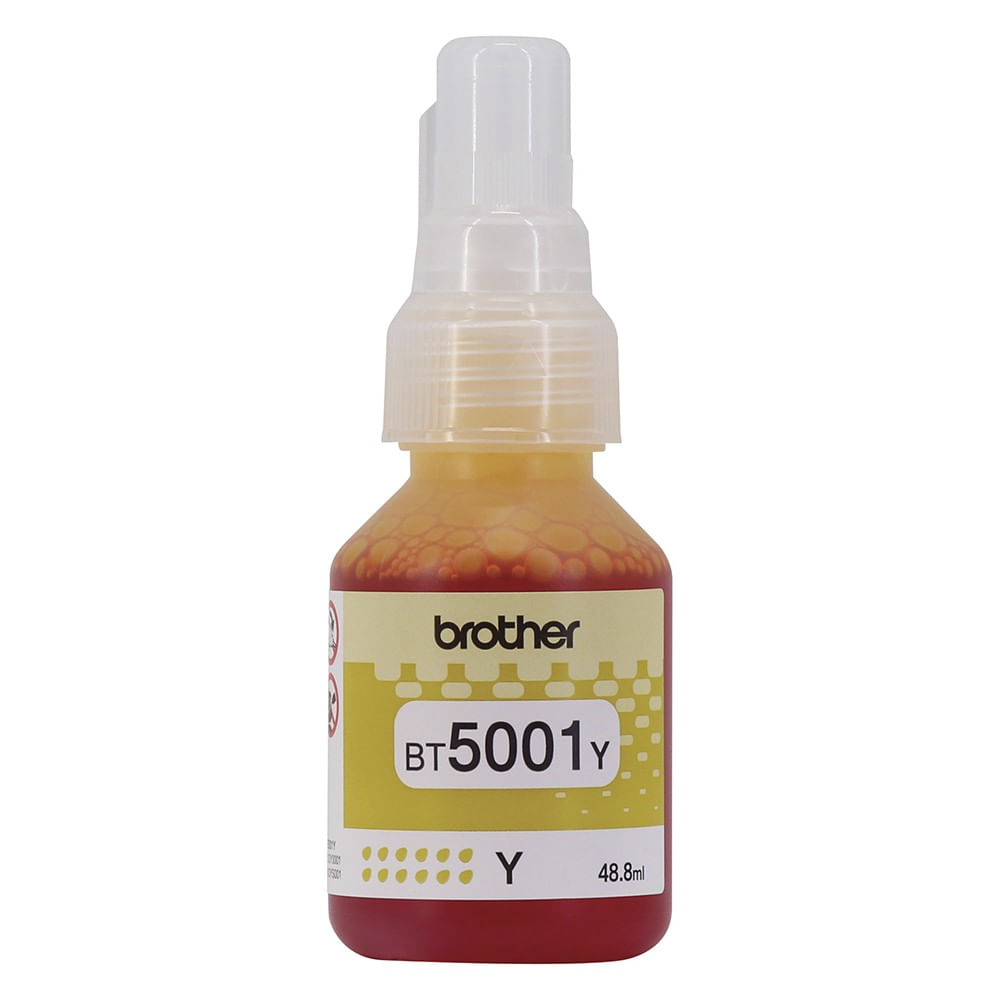 Encontraproduto.com.br - Garrafa de tinta original Brother para InkTank BT5001Y Amarelo 48,8ml