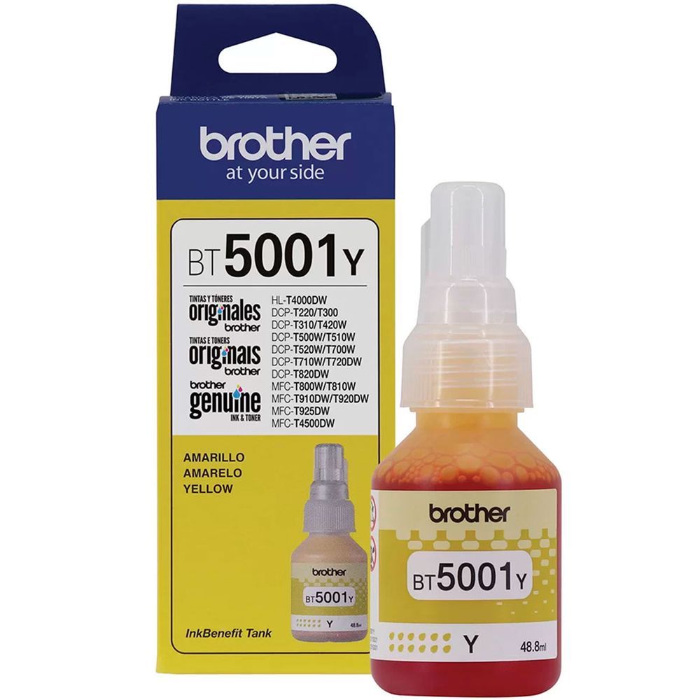 Encontraproduto.com.br - Garrafa de tinta original Brother para InkTank BT5001Y Amarelo 48,8ml