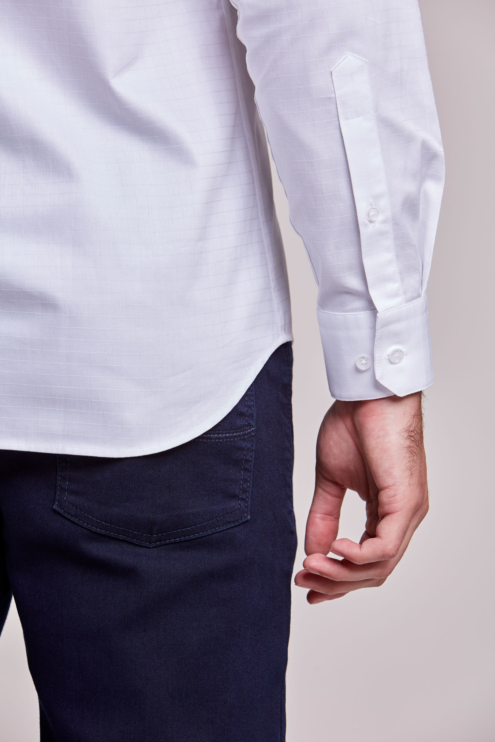 CAMISA MANGA LONGA SOCIAL FALSO LISO QUADROS BRANCO