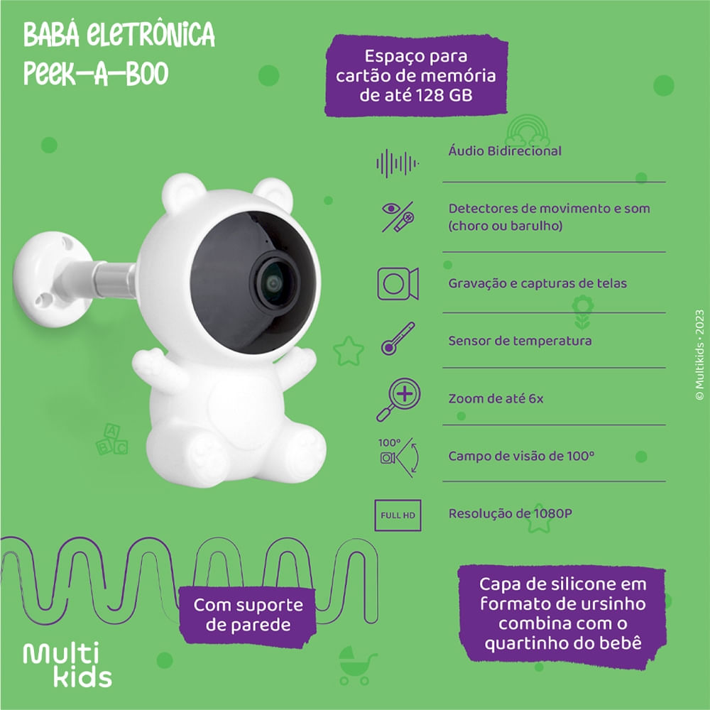 Encontraproduto.com.br - Babá Eletrônica Wifi Peek-a-Boo Multikids - BB490OUT [Reembalado]