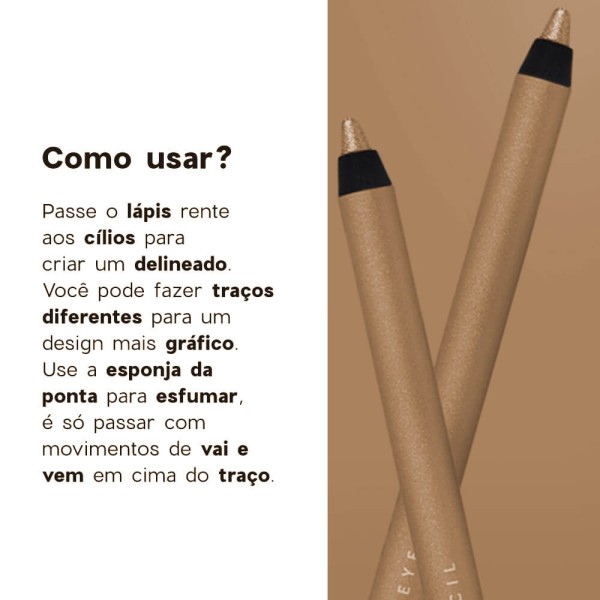 Encontraproduto.com.br - Kit Lápis para Olhos Dourado + Caneta Batom Rosa + Sacola de Presente Pequena (3 Produtos)