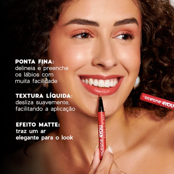 Encontraproduto.com.br - Kit Lápis para Olhos Dourado + Caneta Batom Rosa + Sacola de Presente Pequena (3 Produtos)