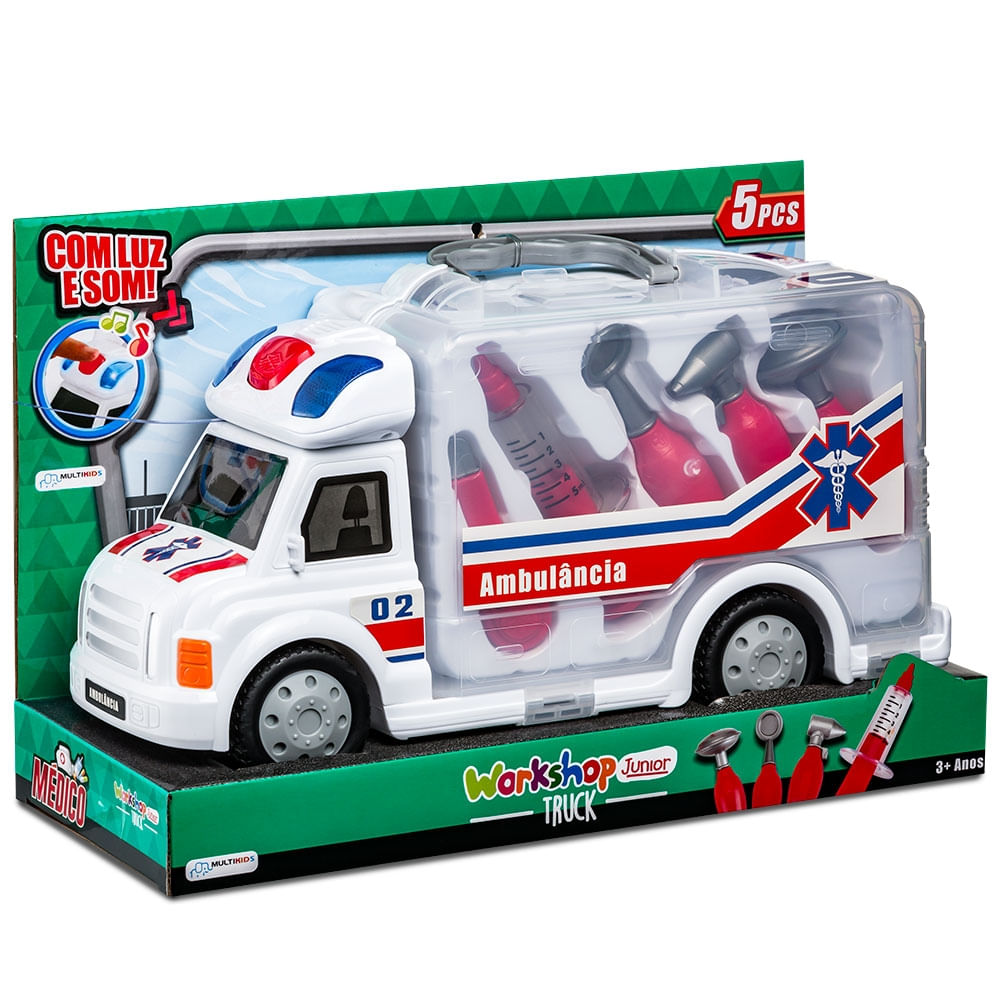 Encontraproduto.com.br - Caminhão de Primeiros Socorros com Acessórios Workshop Junior Multikids - BR900OUT [Reembalado]