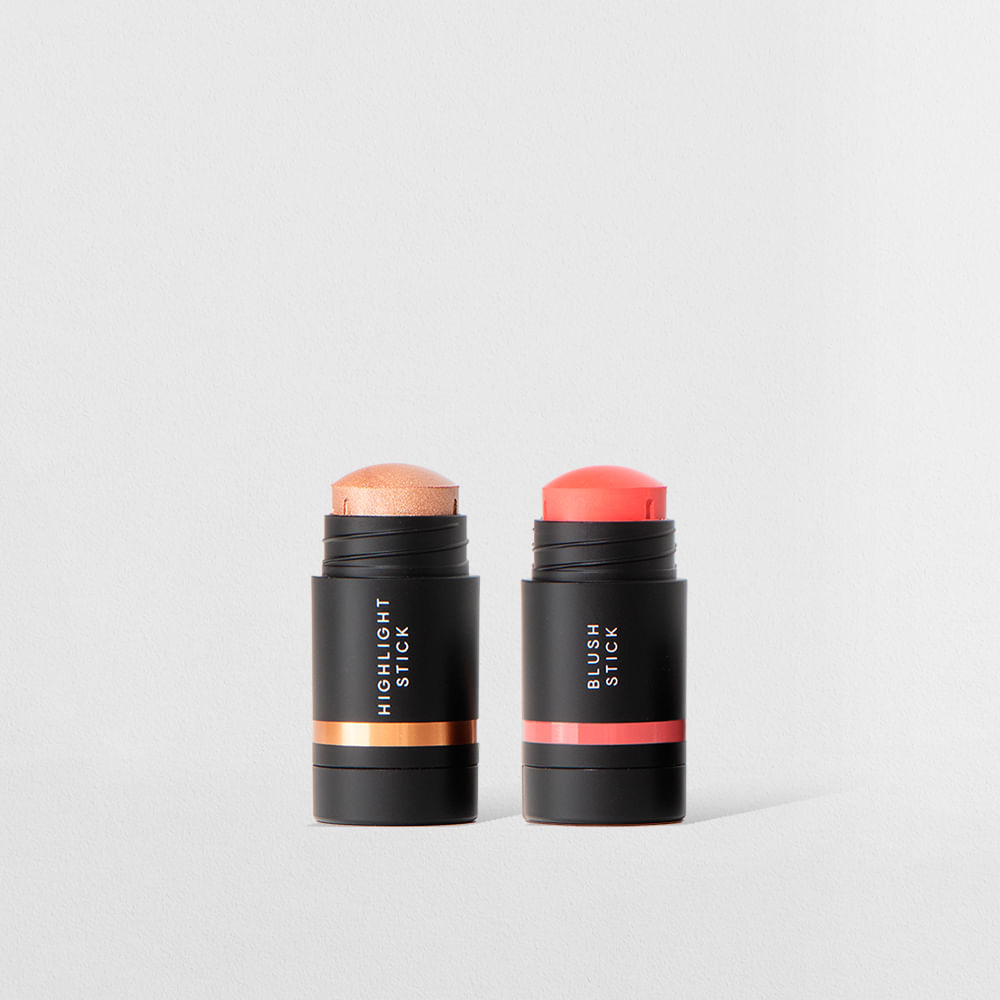 Kit Mini Iluminador em Bastão + Mini Blush em Bastão Coral (2 Produtos)