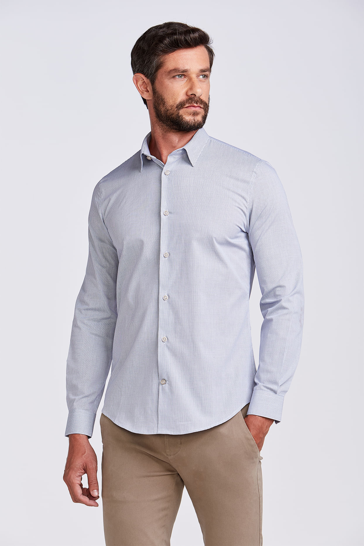 CAMISA CONTEMPORANEA M/L FT AZUL