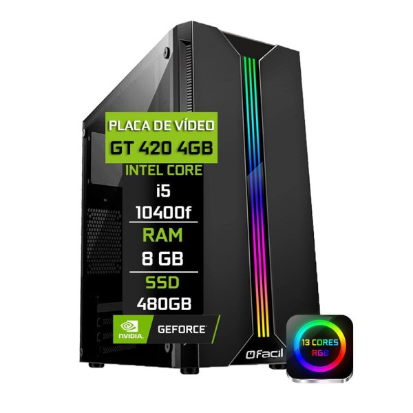 Encontraproduto.com.br - Pc Gamer Fácil Intel Core I5 10400F 8Gb Ddr4 Gt 420 4Gb Ssd