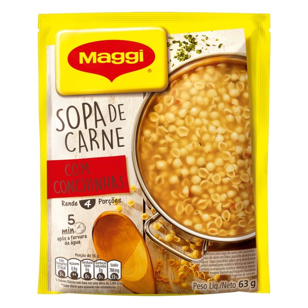 Encontraproduto.com.br - Sopa de Carne c/ Conchinhas Maggi Pacote 63g