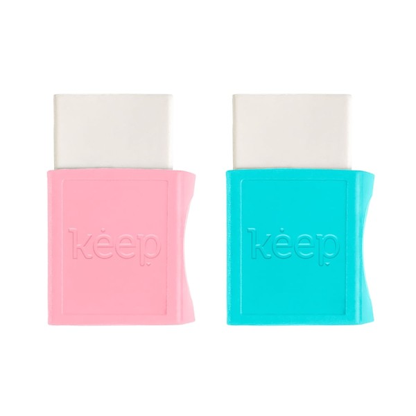 Encontraproduto.com.br - Borrachas Cor Pastel com Cinta Blister c/ 2 Uni. Keep - EI130OUT [Reembalado]
