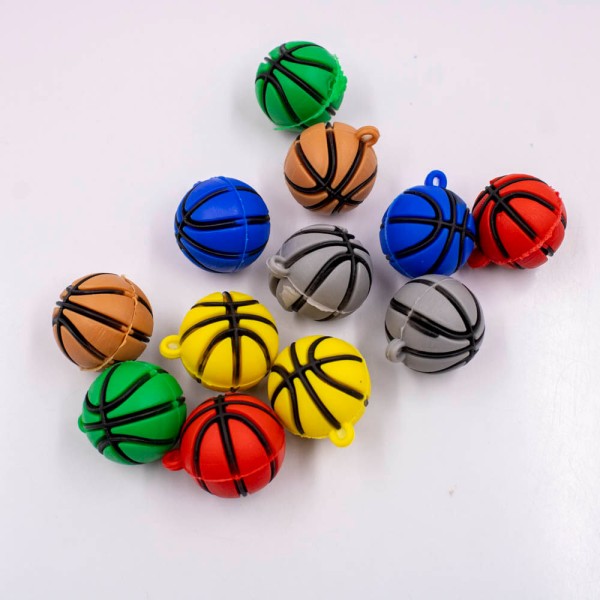 Encontraproduto.com.br - PINGENTES BOLA DE BASQUETE 50MM EMBORRACHADO COM 12 PEÇAS