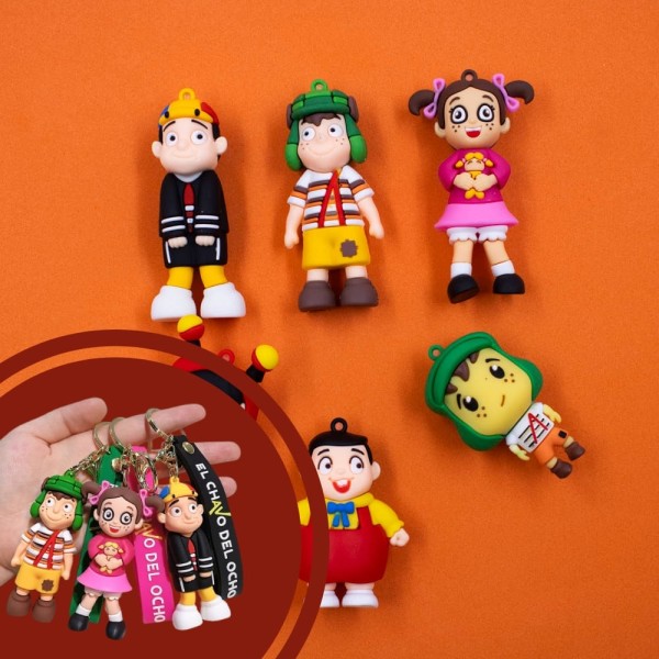 Encontraproduto.com.br - PINGENTES TURMA DO CHAVES 70MM EMBORRACHADO COM 12 PEÇAS