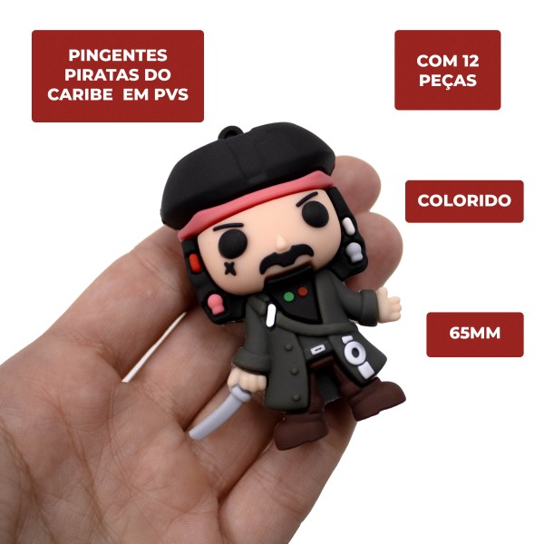 Encontraproduto.com.br - PINGENTES PIRATAS DO CARIBE 65MM EMBORRACHADO COM 12 PEÇAS