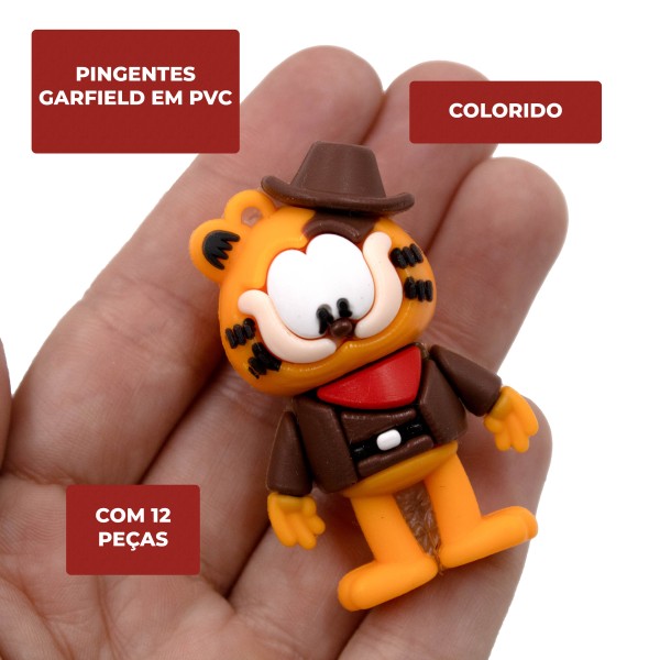 Encontraproduto.com.br - PINGENTES GARFIELD 50MM EMBORRACHADO COM 12 PEÇAS