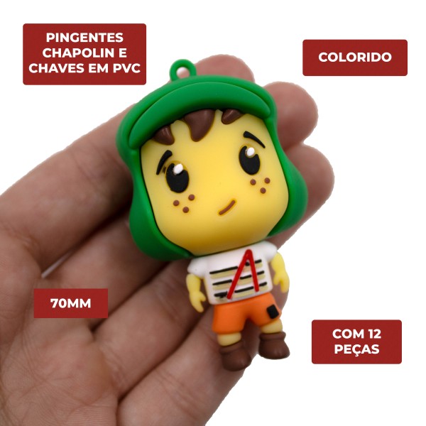 Encontraproduto.com.br - PINGENTES CHAPOLIN E CHAVES 70MM EMBORRACHADO COM 12 PEÇAS