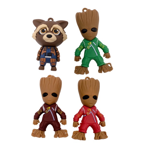 Encontraproduto.com.br - PINGENTES GROOT E ROCKET 75MM EMBORRACHADO COM 12 PEÇAS