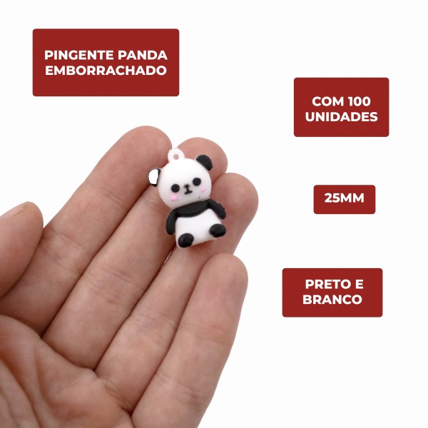 Encontraproduto.com.br - PINGENTE PANDA 25MM EMBORRACHADO COM 100 UNIDADES