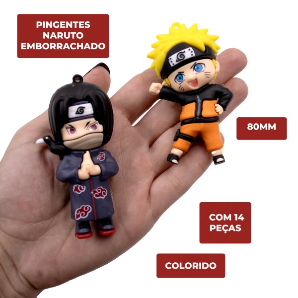 Encontraproduto.com.br - PINGENTES NARUTO 80MM EMBORRACHADO COM 14 PEÇAS