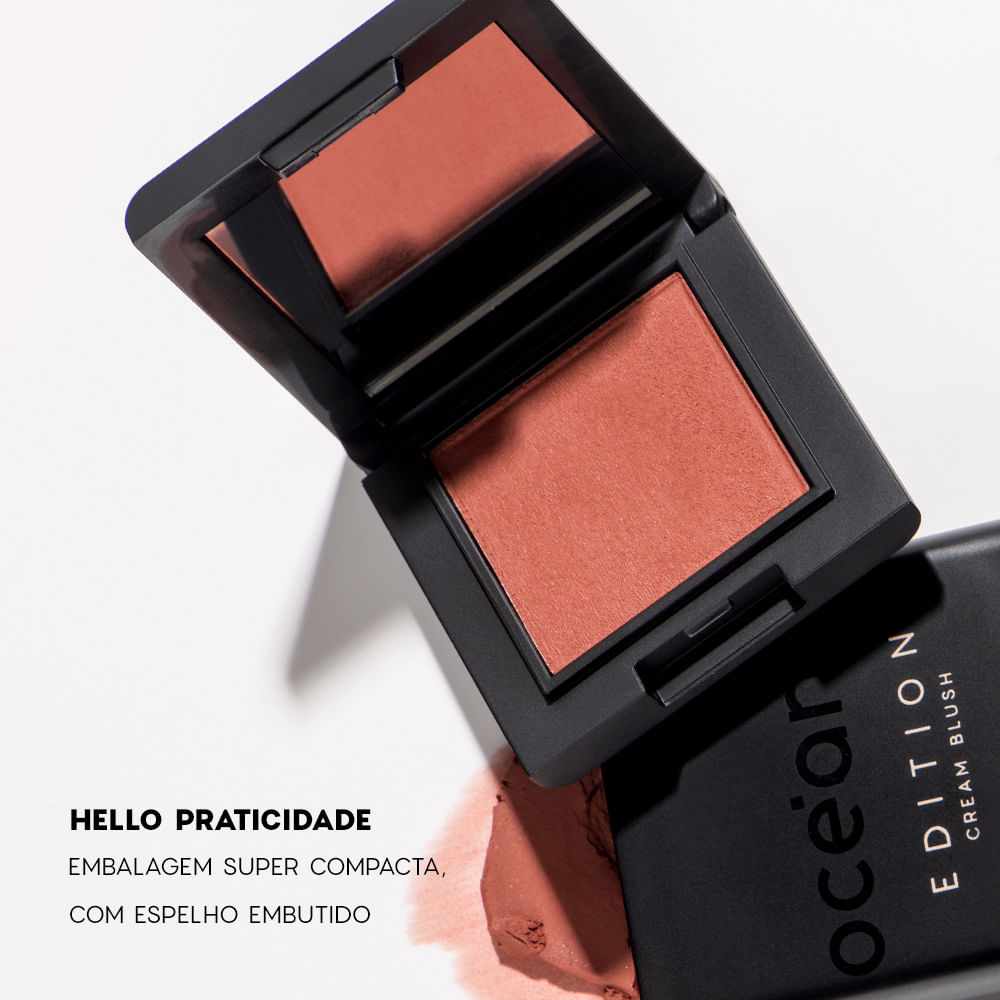 Kit Lápis Labial Rosa + Mini Batom Nude +  Mini Blush Cremoso Caramelo Océane Edition (3 Produtos)