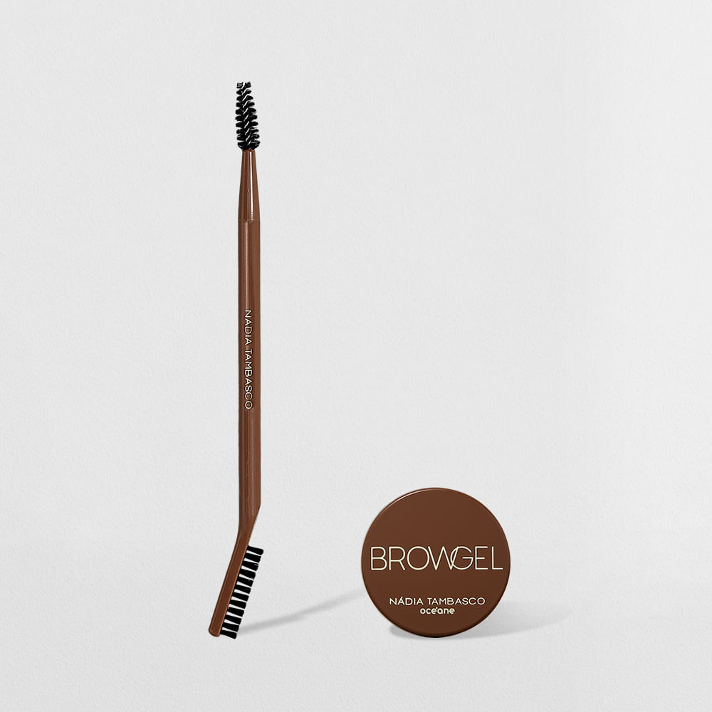 Encontraproduto.com.br - Kit Gel de Sobrancelha + Pincel Duo Brow Brush Nádia Tambasco By Océane (2 Produtos)