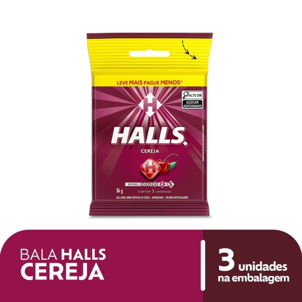 Encontraproduto.com.br - Bala Halls Cereja Pacote c/ 3 Unid