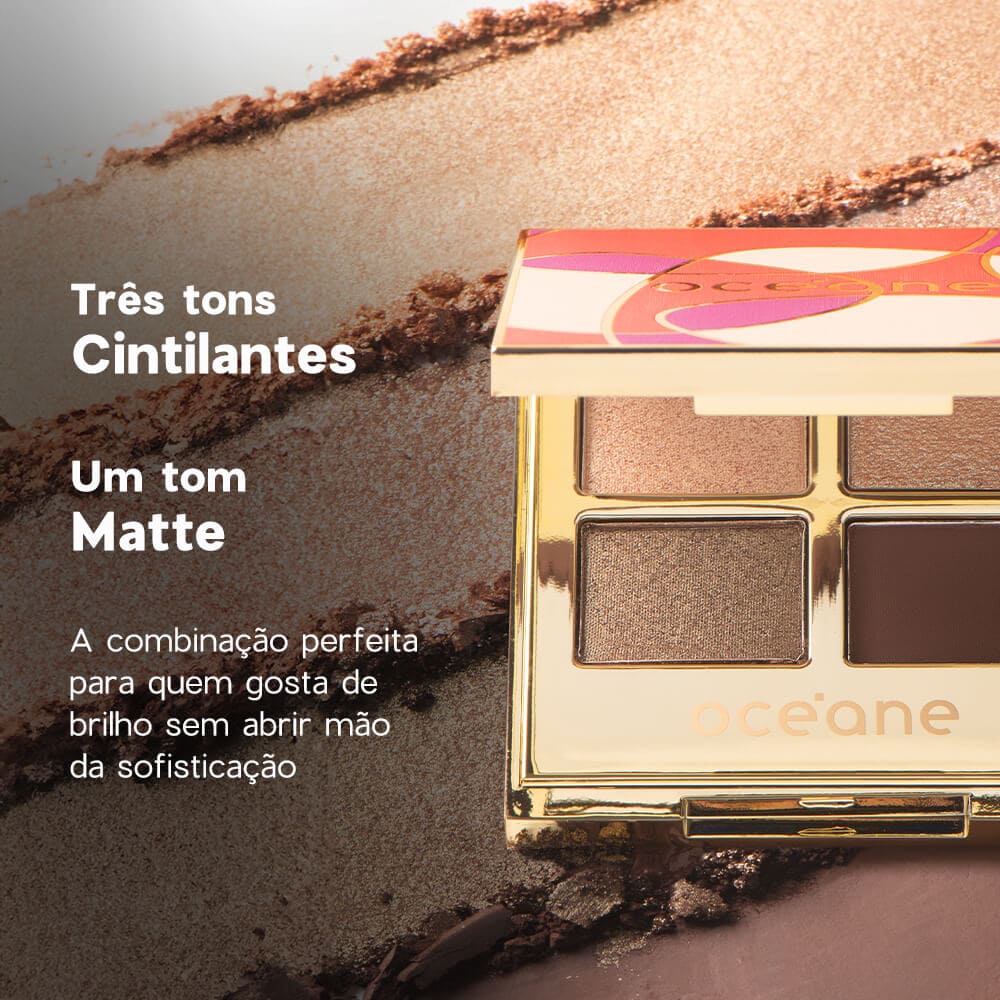 Kit Paleta de Sombras + Brilho Labial Marrom + Lápis para Olhos Marrom (3 Produtos)