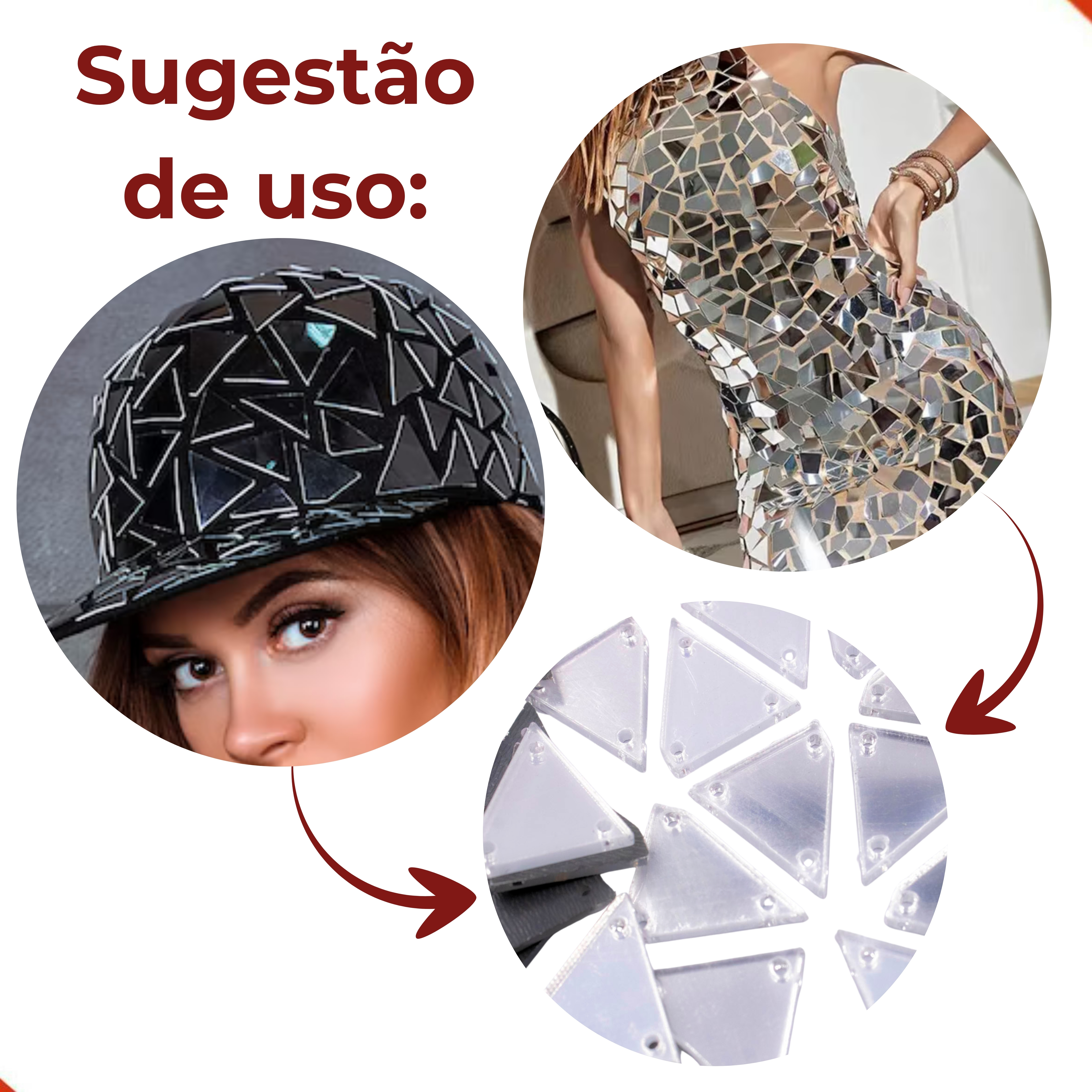 Encontraproduto.com.br - CHATON PARA COSTURA TRAPEZIO ESPELHADO 17X21MM EM ACRILICO COM 200 PEÇAS