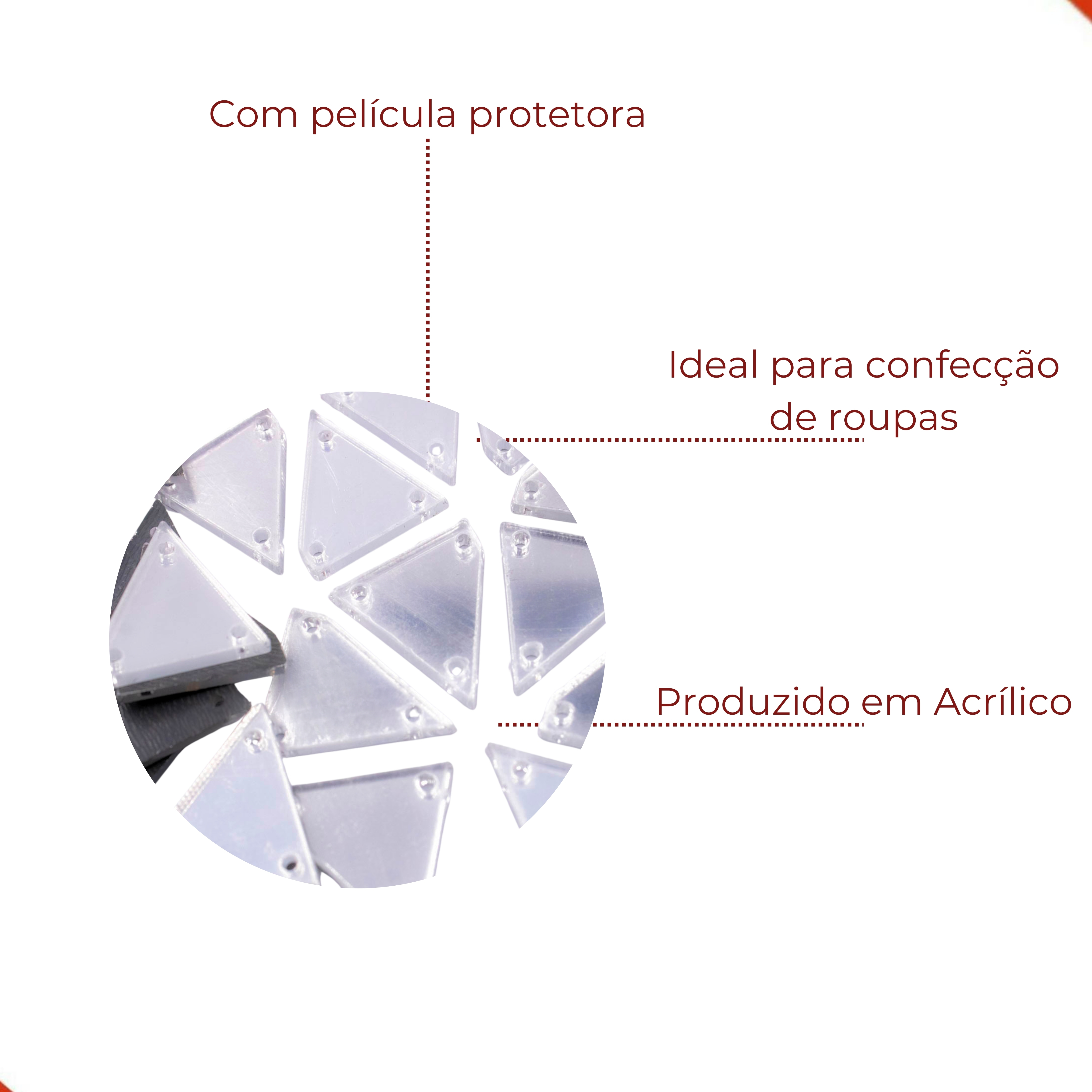 Encontraproduto.com.br - CHATON PARA COSTURA TRAPEZIO ESPELHADO 17X21MM EM ACRILICO COM 200 PEÇAS