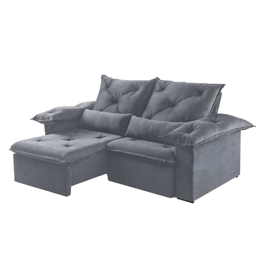 Sofá Retrátil e Reclinável 250cm Idealle Atlas D28 com Molas - Grafite
