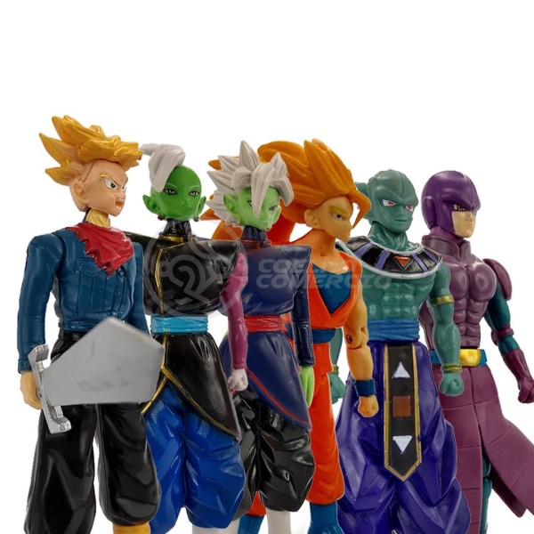 Encontraproduto.com.br - Kit 6 Bonecos Dragon Ball Super Goku Ssj3, Zamasu - Fusão, Trunks, Hit, Deus Da Destruição Gin 13