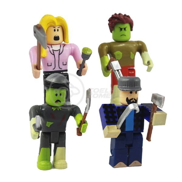 Encontraproduto.com.br - Cartela 4 Boneco Articulado 7cm roblox Roblöx toys zombie attack ataque zumbi + Cenario Apocalipse Cor:Branco;Gênero:Mas