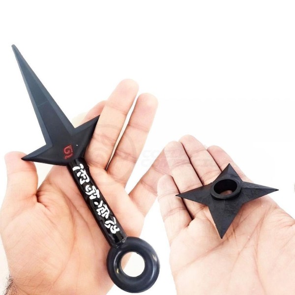 Encontraproduto.com.br - Kit Naruto Shippuden Kunai Minato 23,5Cm + Shuriken 9Cm 3