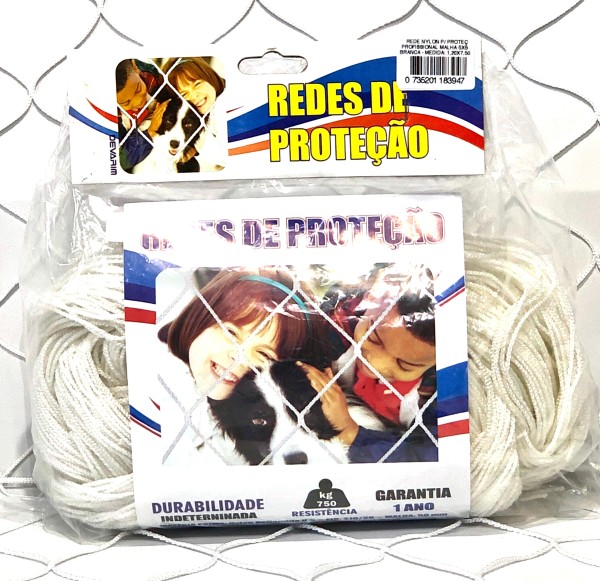 Encontraproduto.com.br - Rede de Proteção Profissional em Nylon 3,5x3,5m (Malha 5x5cm) Branco Devarim