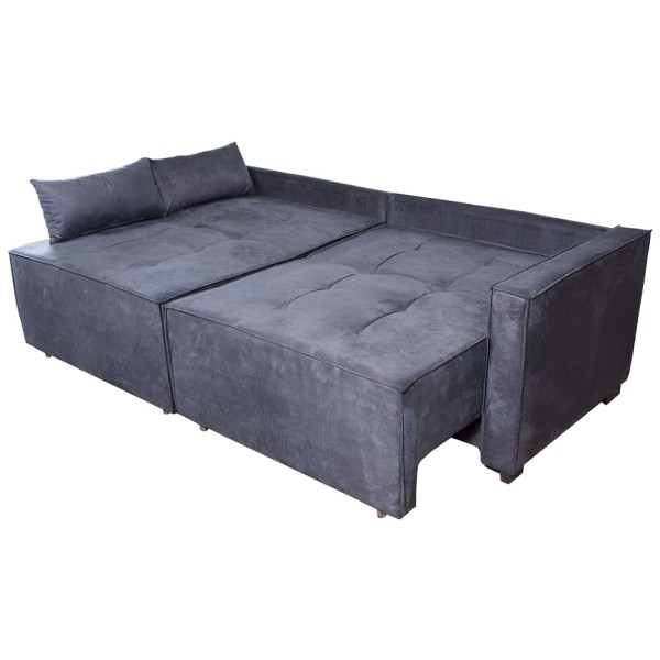 Encontraproduto.com.br - Sofá Cama Udine Retrátil e Reclinável Prolar - NT 250 Suede Cinza