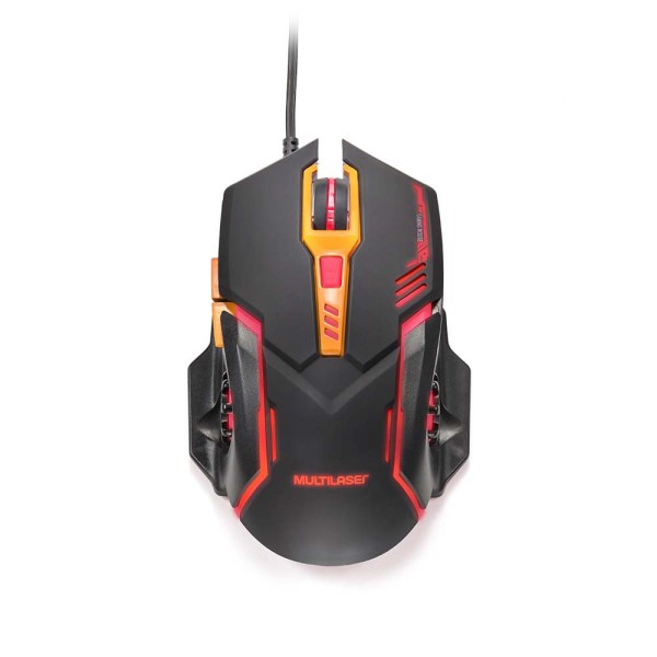 Encontraproduto.com.br - Mouse Gamer 2400DPI Preto e Laranja Multilaser - MO270OUT [Reembalado]