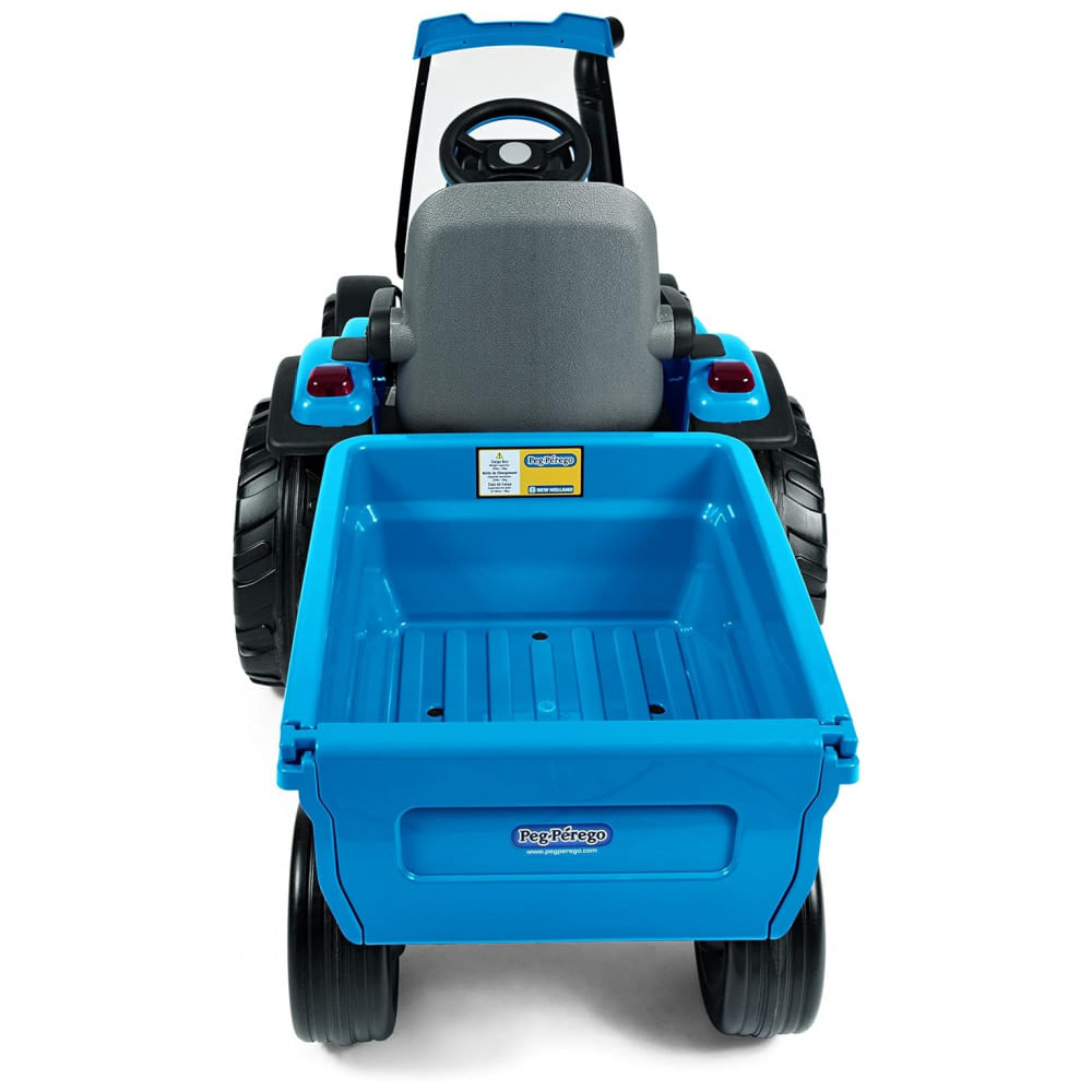 Encontraproduto.com.br - Trator com Reboque Elétrico Infantil Peg Perego New Holland T8 12 Volts, Azul