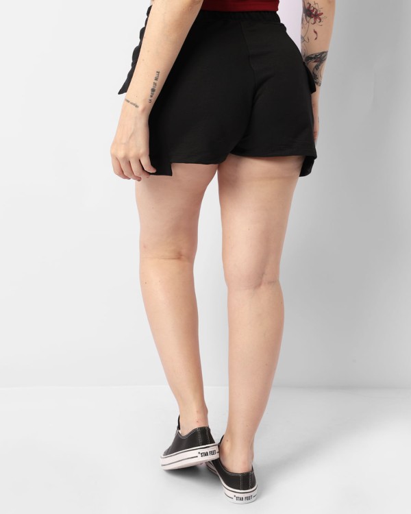 Encontraproduto.com.br - Short Feminino Curto Moletinho Bolso Cargo Preto