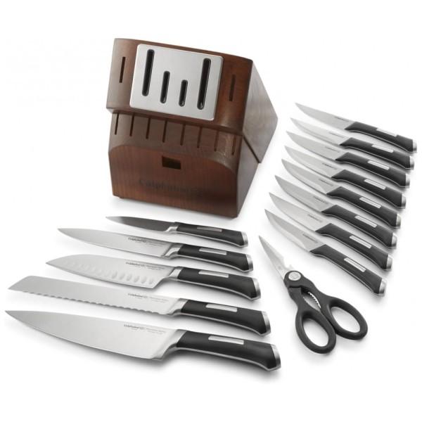 Encontraproduto.com.br - Conjunto de Facas de Alto Carbono com Bloco Autoafiável de Bancada 15 Peças, CALPHALON 1932941, Preto