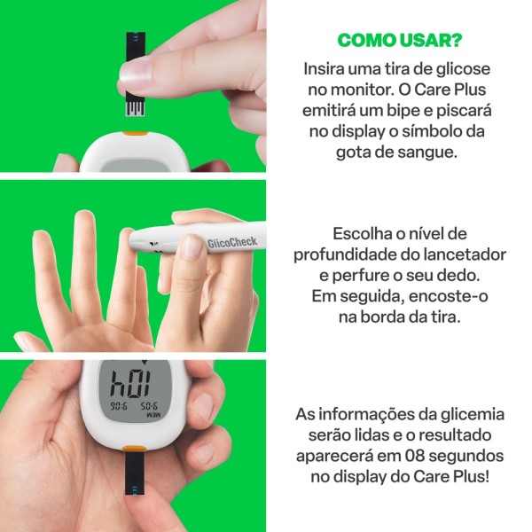 Encontraproduto.com.br - Monitor De Glicemia Glicocheck Care Plus Multi Saúde - HC487OUT [Reembalado]