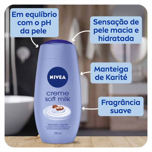Encontraproduto.com.br - Sabonete Líquido Nivea Soft Milk 250Ml - Nivea Body