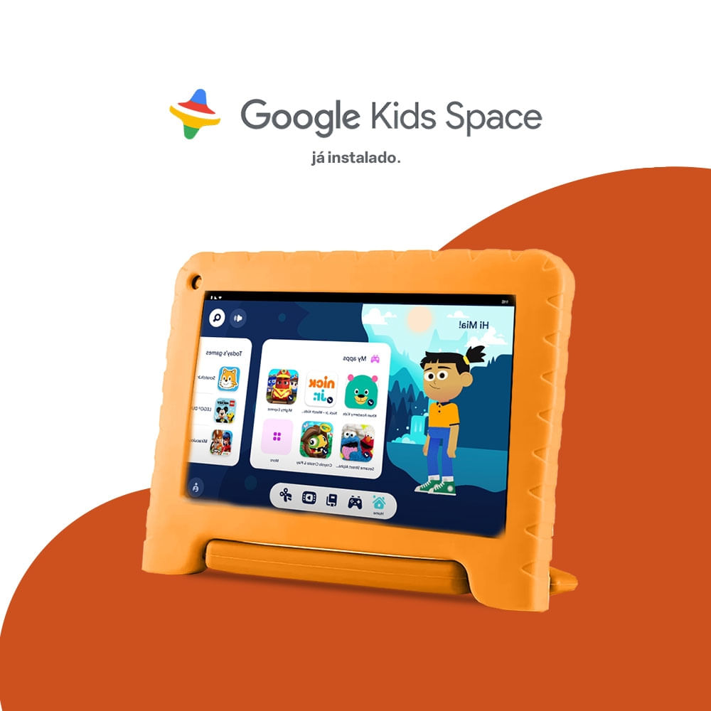 Encontraproduto.com.br - Tablet Infantil Multi Kid Pad 4GB RAM + 64GB + Tela 7 pol + Case + Wi-fi + Android 13 Quad Core - NB412OUT [Reembalado]