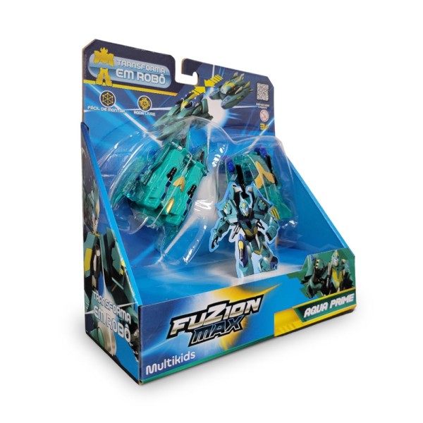 Encontraproduto.com.br - Carro Robô Fuzion Max Aqua Prime Transformável Multikids - BR2244OUT [Reembalado]
