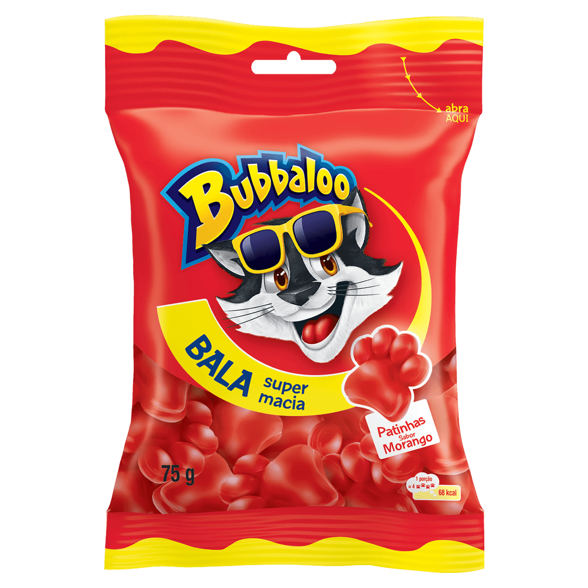 Encontraproduto.com.br - Bala Morango Patinhas Bubbaloo - 75g