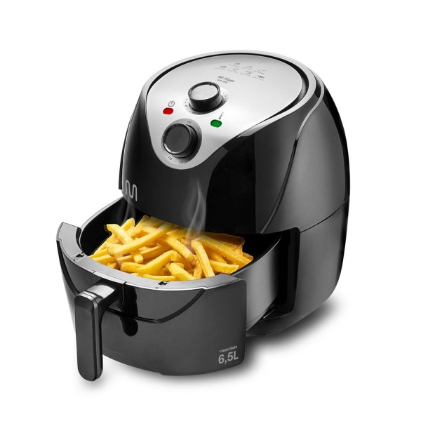 Encontraproduto.com.br - Fritadeira elétrica Air Fryer 6,5L C/ Grade, Timer 60Min, Temp. 200°C - 1800w-220v - Preto Multi - CE126OUT [Reembalado]