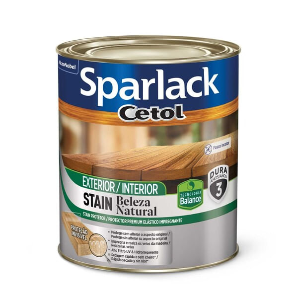 Encontraproduto.com.br - Stain para Madeira Base Água Fosco Beleza Natural 900ml Sparlack