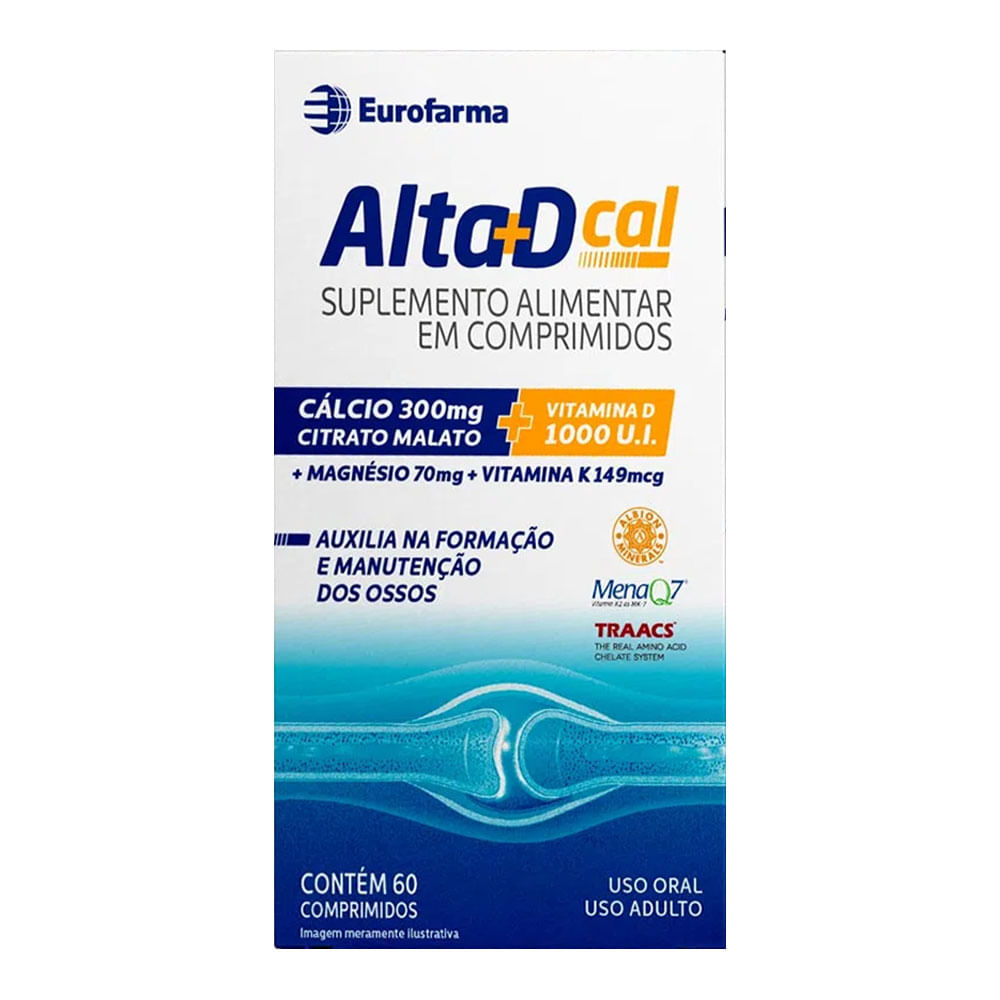 Alta D Cal 1000UI Eurofarma Vitamina D 60 Comprimidos